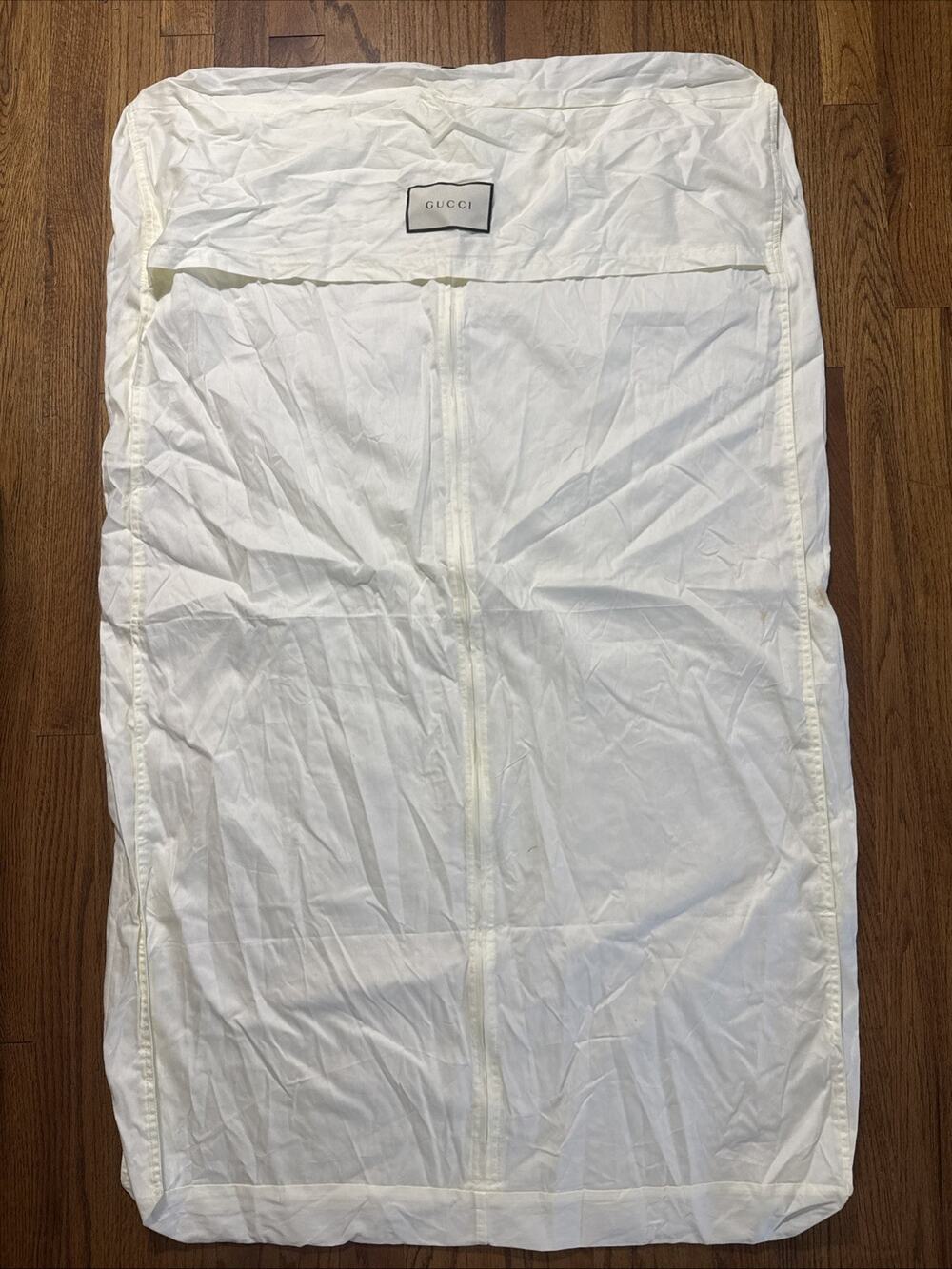 Gucci White Fabric Zippered Dust Cover Garment Bag 27"x43"